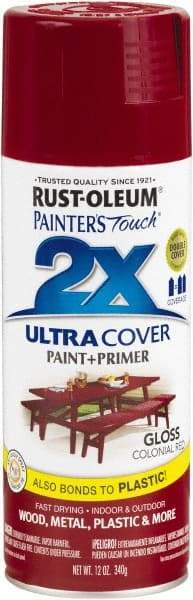 Rust-Oleum - Colonial Red, Gloss, Enamel Spray Paint - 8 to 12 Sq Ft per Can, 12 oz Container - A1 Tooling