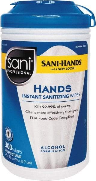 Nice Pak - Pre-Moistened Hand Cleaning Wipes - Canister, 5" x 7-1/2" Sheet Size, White - A1 Tooling