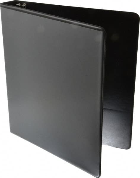 UNIVERSAL - 1" Sheet Capacity, 8-1/2 x 11", Deluxe Round Ring View Binder - Suede Grain Vinyl, Black - A1 Tooling