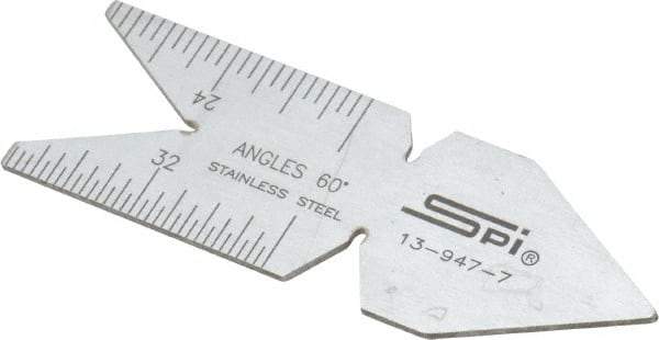 SPI - 60° Angle, Chrome Coated Steel Center Gage - 1/32 to 1/14 Inch Graduation - A1 Tooling