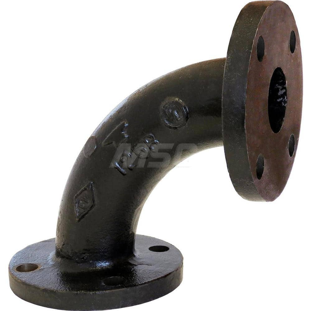 Black 90 ° Flanged Elbow: 10″, 125 psi, Threaded Cast Iron, Black Finish, Class 125