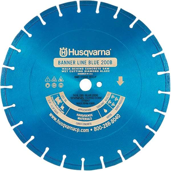 Husqvarna - 20" Diam, 1" Arbor Hole Diam, Continuous Edge Tooth Wet & Dry Cut Saw Blade - Diamond-Tipped, General Purpose Action, Standard Round Arbor - A1 Tooling