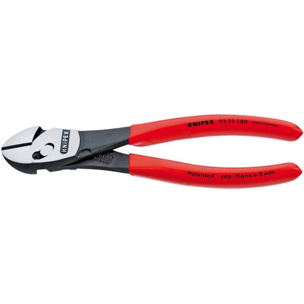 Knipex - 7-1/4" OAL, 24 AWG Capacity, Diagonal Cutter - 1" Jaw Length x 1-3/16" Jaw Width, Oval Head, Ergonomic Grip Handle - A1 Tooling