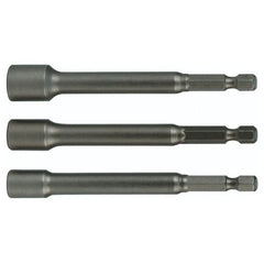 Nut Setter Magnetic 3 Piece Set 1/4, 5/16 & 3/8 × 6″ OAL on 1/4″ Hex Drive - A1 Tooling