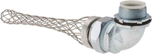 Woodhead Electrical - Liquidtight, Elbow Strain Relief Cord Grip - 1 NPT Thread, 5-1/4" Long, Iron & Zinc-plated Steel - A1 Tooling