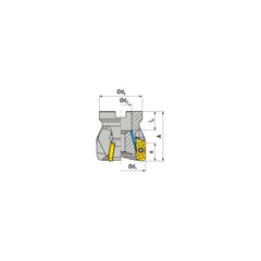 Indexable Square-Shoulder Face Mill:  AHSC500R0519B150200EF,  5'' Cut Dia,  1.5000″ Arbor Hole Dia,  0.7090″ Max Cutting Depth Uses  5,  XD..1904.. Inserts,  Through Coolant,  Series  AHSC-19