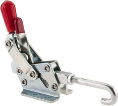 De-Sta-Co - 1,507 Lb Capacity, Horizontal, J Hook, Flanged Base, Carbon Steel Pull Action Latch Clamp - 3/4" Drawing Movement, 8.98" OAL, Straight Handle - A1 Tooling