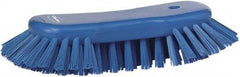 Vikan - 1.3" Bristle Length, Polyester Utility Scrub Brush - 7-3/4" Long x 3" Wide Head, 8" OAL, Blue, Polypropylene Block - A1 Tooling