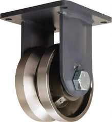 Hamilton - 8" Diam x 4" Wide, Forged Steel Rigid Caster - 15,000 Lb Capacity, Top Plate Mount, 8-1/2" x 8-1/2" Plate, Tapered Roller Bearing - A1 Tooling