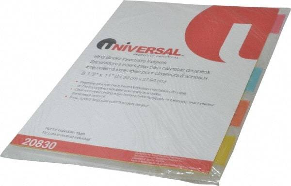 UNIVERSAL - 8-1/2 x 11" 5 Tabs, Single Sided Clear Mylar Reinforced Binding Edge, Insertable Tab Economy Indexes - Multicolor Tabs, Buff Folder - A1 Tooling