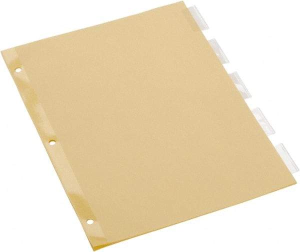 UNIVERSAL - 8-1/2 x 11" 5 Tabs, Single Sided Clear Mylar Reinforced Binding Edge, Insertable Tab Economy Indexes - Clear Tabs, Buff Folder - A1 Tooling