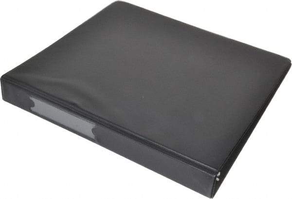 UNIVERSAL - 1" Sheet Capacity, 8-1/2 x 11", Round Ring Binder With Label Holder - Suede Finish Vinyl Cover, Black - A1 Tooling