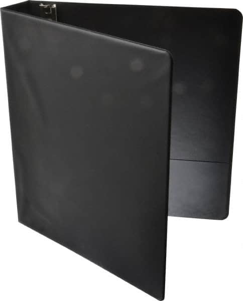 UNIVERSAL - 1-1/2" Sheet Capacity, 8-1/2 x 11", Round Ring Binder Without Label Holder - Suede Finish Vinyl Cover, Black - A1 Tooling