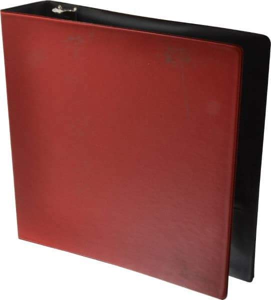 UNIVERSAL - 2" Sheet Capacity, 8-1/2 x 11", Round Ring Binder Without Label Holder - Suede Finish Vinyl Cover, Red - A1 Tooling