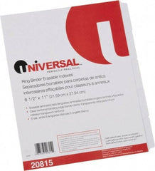 UNIVERSAL - 8-1/2 x 11" 5 Tabs, Clear Reinforced Binder Holes, Write on Erasable Tab Indexes - White - A1 Tooling