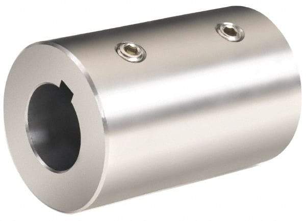 Climax Metal Products - 35mm Inside x 63mm Outside Diam, Metric Set Screw Rigid Coupling with Keyway - 114mm Long x 10mm Keyway Width x 3.3mm Keyway Depth - A1 Tooling