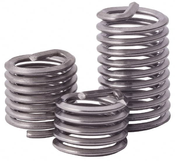 Heli-Coil - #4-40 UNC, 0.112" OAL, Free Running Helical Insert - 2-3/4 Free Coils, Tanged, Titanium, Bright Finish, 1D Insert Length - Exact Industrial Supply