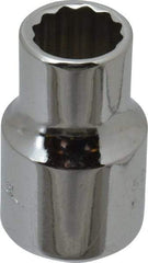 Proto - 3/8" Drive, Standard Hand Socket - 12 Points, 1-3/32" OAL, Chrome Finish - A1 Tooling