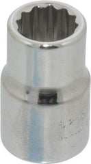 Proto - 3/8" Drive, Standard Hand Socket - 12 Points, 1-3/32" OAL, Chrome Finish - A1 Tooling