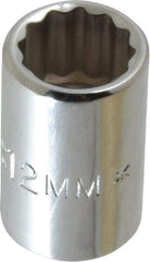 Proto - 3/8" Drive, Standard Hand Socket - 12 Points, 1-1/8" OAL, Chrome Finish - A1 Tooling