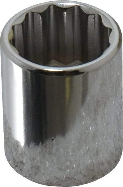 Proto - 3/8" Drive, Standard Hand Socket - 12 Points, 1-1/8" OAL, Chrome Finish - A1 Tooling