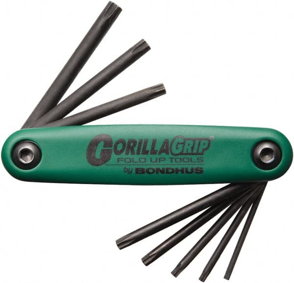 Bondhus - 8 Piece TR9 to T40 Fold-Up Torx Key Set - T9, T10, T15, T20, T25, T27, T30, T40 Torx Size - A1 Tooling