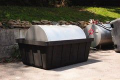 Eagle - 635 Gal Sump, 10,000 Lb Capacity, 1 Drum, Polyethylene Spill Deck or Pallet - 88" Long x 62" Wide x 33" High, Black, Drain Included, Horizontal, 1 Tank Drum Configuration - A1 Tooling