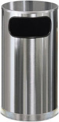 Rubbermaid - 12 Gal Silver Round Decorative Waste Receptacle With Top - Steel, 28" High - A1 Tooling