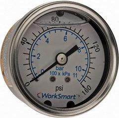 Value Collection - 2" Dial, 1/4 Thread, 0-160 Scale Range, Pressure Gauge - Center Back Connection Mount, Accurate to 3-2-3% of Scale - A1 Tooling