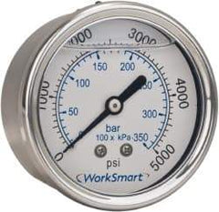 Value Collection - 2-1/2" Dial, 1/4 Thread, 0-160 Scale Range, Pressure Gauge - Center Back Connection Mount, Accurate to 3-2-3% of Scale - A1 Tooling