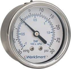 Value Collection - 2-1/2" Dial, 1/4 Thread, 0-30 Scale Range, Pressure Gauge - Center Back Connection Mount, Accurate to 3-2-3% of Scale - A1 Tooling