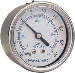 Value Collection - 2-1/2" Dial, 1/4 Thread, 0-300 Scale Range, Pressure Gauge - Center Back Connection Mount, Accurate to 3-2-3% of Scale - A1 Tooling