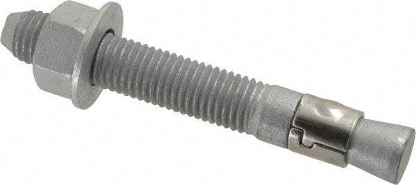 Powers Fasteners - 3/4" Diam, 3/4" Drill, 5-1/2" OAL, 1-5/8" Min Embedment Wedge Expansion Concrete Anchor - Steel, Galvanized Finish, Hex Nut Head, Hex Drive - A1 Tooling