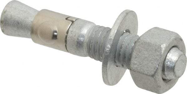 Powers Fasteners - 1/2" Diam, 1/2" Drill, 2-3/4" OAL, 3-3/8" Min Embedment Wedge Expansion Concrete Anchor - Steel, Galvanized Finish, Hex Nut Head, Hex Drive, 2" Thread Length - A1 Tooling