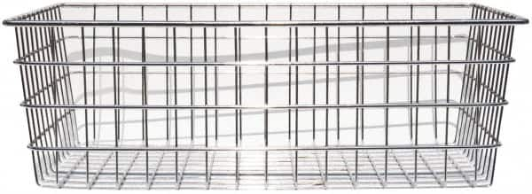 Marlin Steel Wire Products - 14" Deep, Rectangular Steel Wire Basket - 1-3/8" Perforation, 20" Wide x 6" High - A1 Tooling