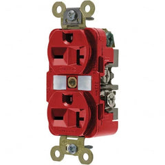 Hubbell Wiring Device-Kellems - 250V 20A NEMA 6-20R Industrial Grade Red Straight Blade Duplex Receptacle - A1 Tooling