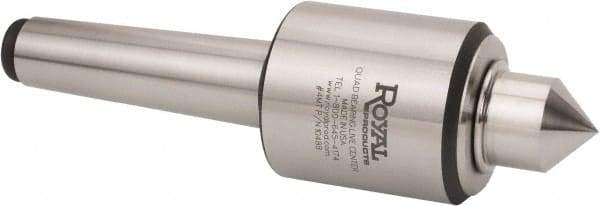 Royal Products - MT2 Morse Taper, 1.7" Head Diam Live Center - 6,000 Max RPM, 2.12" Head Length, 0.88" Point Diam, 1.07" Point Len, 885 Lb Max Workpc, Male Point - A1 Tooling