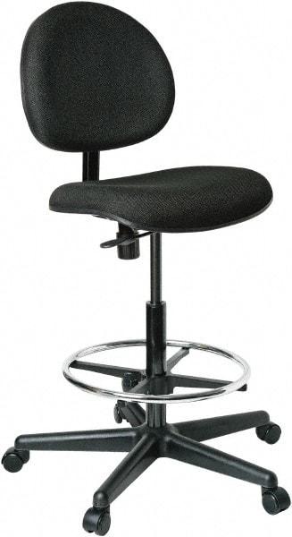 Bevco - 21 to 31" High Adjustable Height Swivel Stool - 27" Wide x 27" Deep, 100% Olefin Seat, Black - A1 Tooling