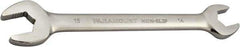 Paramount - 14mm x 15mm Standard Open End Wrench - 7-9/32" OAL, Double End, Full Polish Finish, 15° Head Angle - A1 Tooling