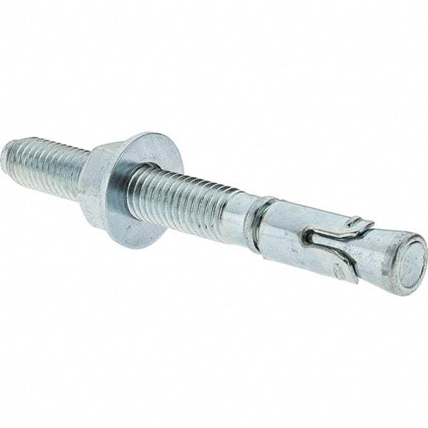 Value Collection - 1/2" Diam, 1/2" Drill, 4-1/2" OAL, Wedge Expansion Concrete Anchor - 1018 Steel, Zinc-Plated Finish, Hex Nut Head, Hex Drive, 2-3/4" Thread Length - A1 Tooling