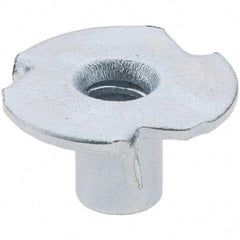 Made in USA - #6-32 Zinc-Plated Steel Standard Tee Nut - 1/4" Barrel Length, 1/2" Flange Diam, 3 Prongs - A1 Tooling