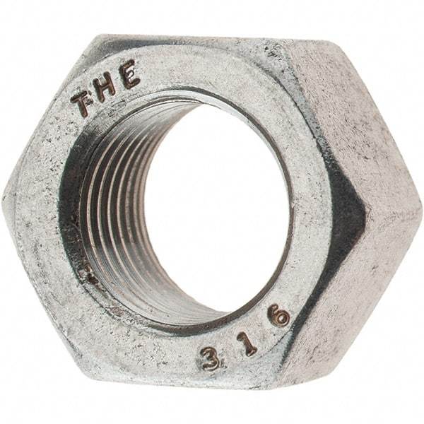 Value Collection - 1/2-20 UNF Stainless Steel Right Hand Hex Nut - 3/4" Across Flats, 7/16" High, Uncoated - A1 Tooling