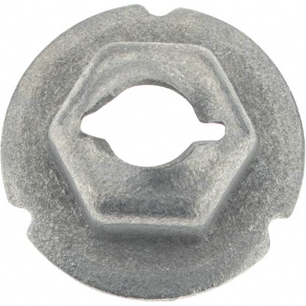 Value Collection - 3/16" Hole Diam, 5/8" OD, 3/8" Width Across Flats Washer Lock Nut - Zinc-Plated Spring Steel, For Use with Non Threaded Fasteners - A1 Tooling