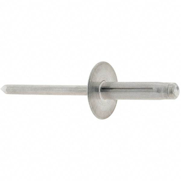 RivetKing - Large Flange Head Aluminum Peel Blind Rivet - Aluminum Mandrel, 0.063" to 1/4" Grip, 3/16" Body Diam - A1 Tooling