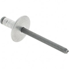 RivetKing - Large Flange Head Aluminum Open End Blind Rivet - Steel Mandrel, 0.063" to 0.252" Grip, 0.44" Length Under Head, 3/16" Body Diam - A1 Tooling