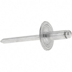 Value Collection - Size 64 Large Flange Dome Head Aluminum Open End Blind Rivet - Aluminum Mandrel, 0.062" to 1/4" Grip, 0.615" Head Diam, 0.192" to 0.196" Hole Diam, 0.45" Length Under Head, 3/16" Body Diam - A1 Tooling