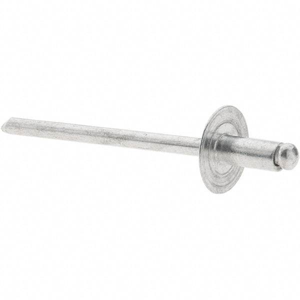 Value Collection - Size 42 Large Flange Dome Head Aluminum Open End Blind Rivet - Aluminum Mandrel, 0.032" to 1/8" Grip, 3/8" Head Diam, 0.129" to 0.133" Hole Diam, 0.275" Length Under Head, 1/8" Body Diam - A1 Tooling