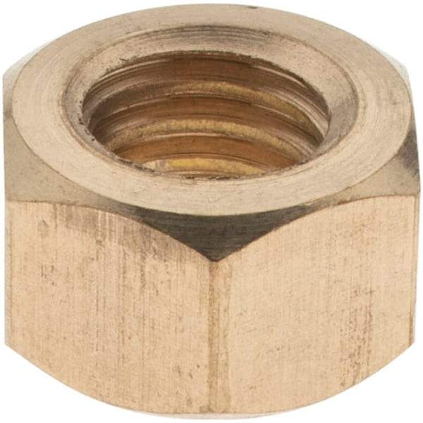 Value Collection - 3/8-16 UNC Brass Right Hand Hex Nut - 9/16" Across Flats, 21/64" High - A1 Tooling