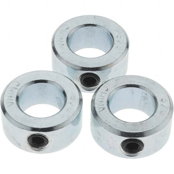 Value Collection - 5/8" Bore, Steel, Set Screw Shaft Collar - 1-1/8" Outside Diam, 1/2" Wide - A1 Tooling