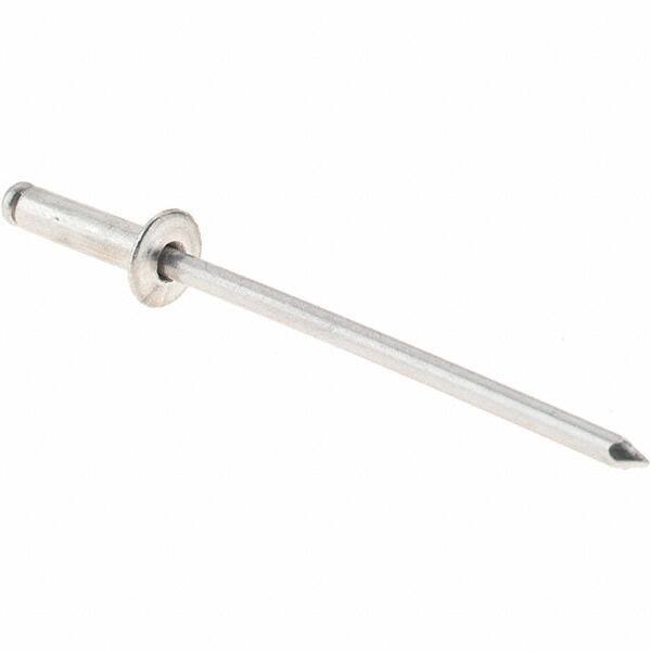 Value Collection - Size 34 Dome Head Aluminum Open End Blind Rivet - Aluminum Mandrel, 0.126" to 1/4" Grip, 0.188" Head Diam, 0.097" to 0.1" Hole Diam, 3/8" Length Under Head, 3/32" Body Diam - A1 Tooling